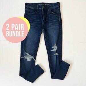 Bundle 2 Pairs American Eagle Super Hi-Rise Jegging Size 4